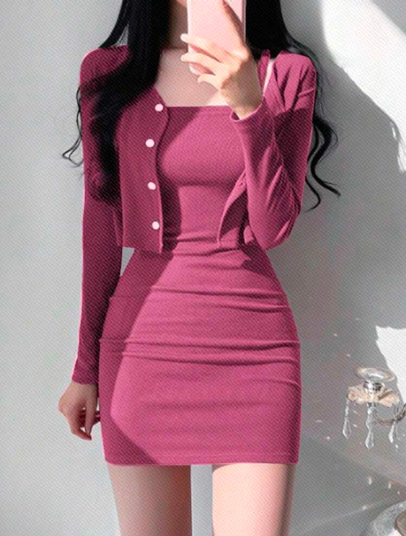 Long Sleeve Top And Cami Dress Set | Beautiful dress set