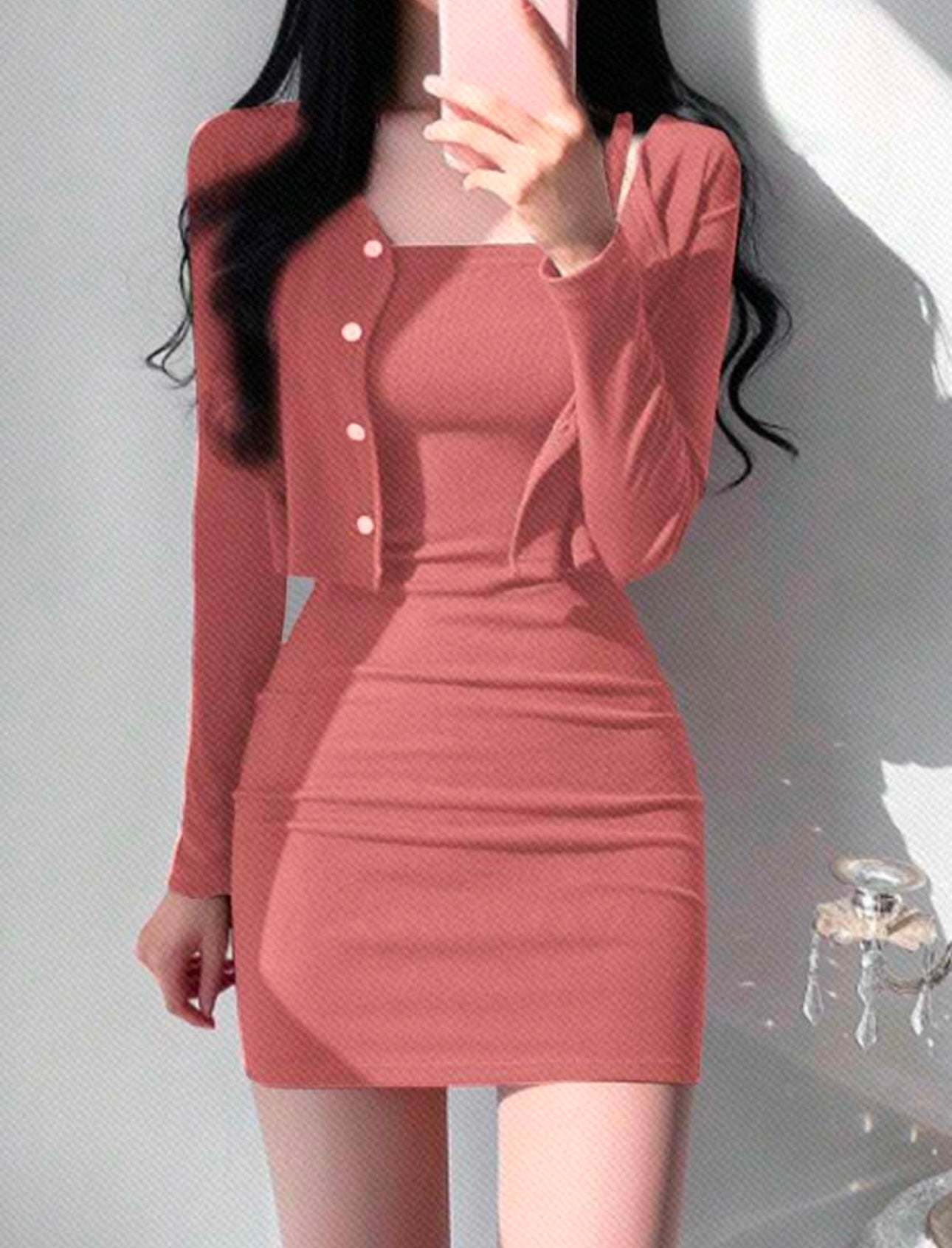 Long Sleeve Top And Cami Dress Set | Beautiful dress set