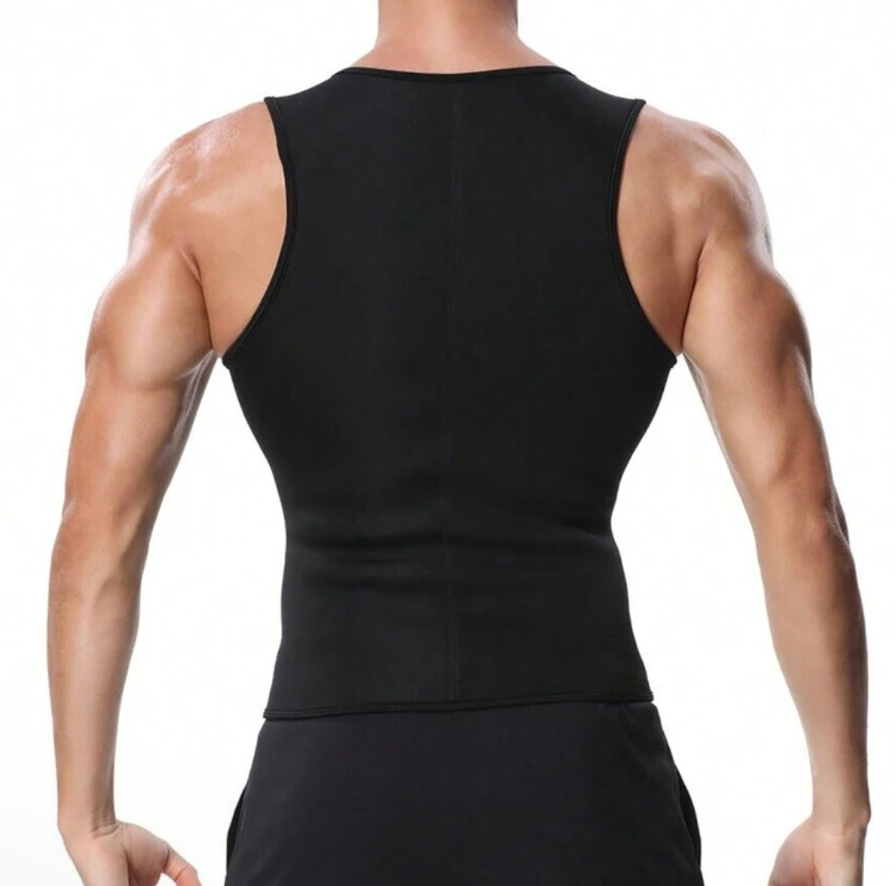 Neoprene Mens Fitness Sauna Sweat Vest Shapewear Waist Trainer Trimmer Heat Trapping Tank Top Shirt Body Shaper Belly Fat Burner Compression Slimming Shirts Zipper Pullover Girdle Corset Sports Gym