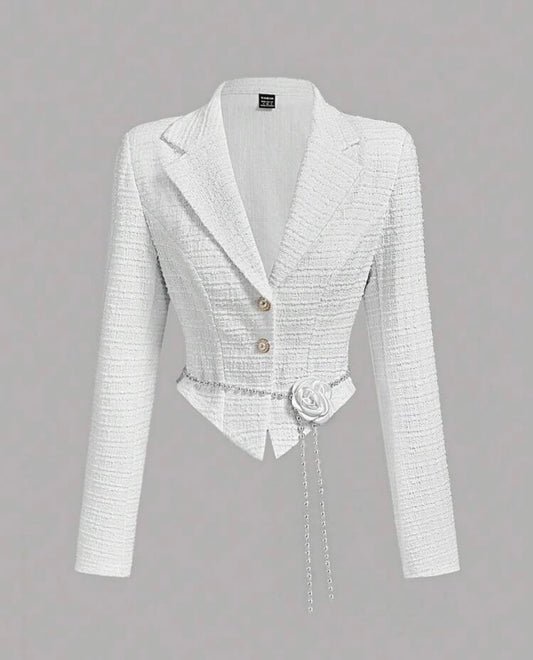 Long Sleeve Textured Fitted Blazer